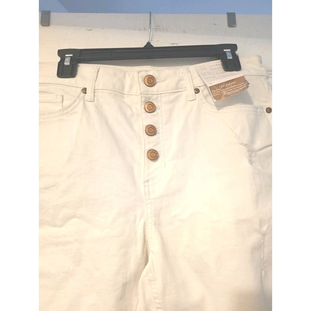 LC NWT White Curvy High Rise Skinny Crop Jeans Button fly Jeans 12 34x28 12"Rise